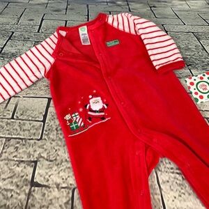 Little Me 1st Christmas Footed Velour One Piece